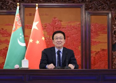  韩正同土库曼斯坦副总理兼外长、中土合作委员会土方主席梅列多夫举行视频