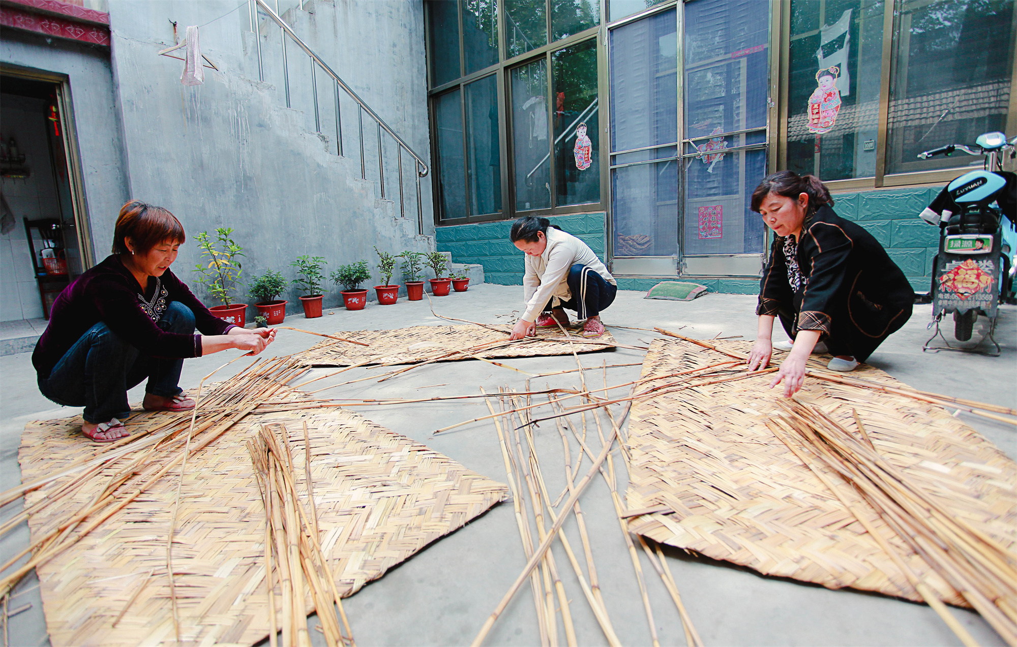 山东枣庄滕州市西岗镇紧邻京杭大运河畔，传统手艺人通过手工制作编织成一张张整洁、凉爽的芦苇席。过去，苇席是每家必备的生活用品，随着时代的发展，如今苇席已渐渐被竹席取代。王兴智/摄